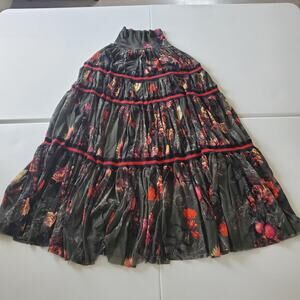 Jean Paul Gaultier Soleil Fuzzi Skirt Womens Medium Floral Mesh Tiered Sheer